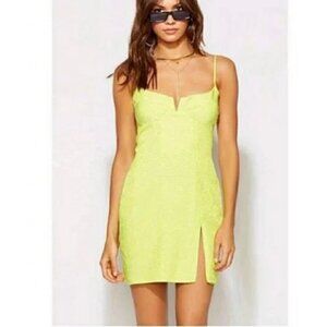 Blue Life Neon Yellow Animal Print Mini Dress Size Large